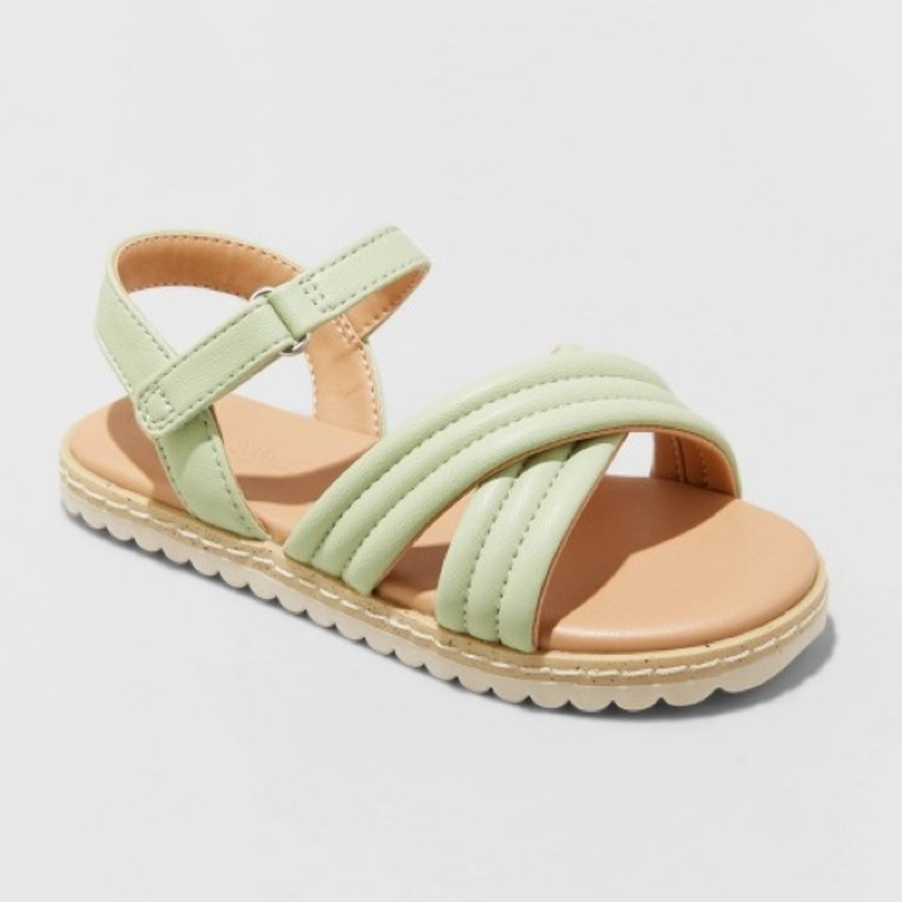 Cat & Jack Toddler Girl's Chloe Ankle Strap Open Toe Sandal Green Toddler 11